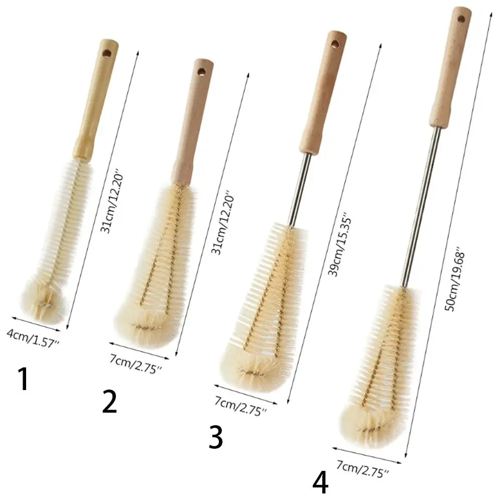 Wooden Handle Brush Multi-function Coffee Tea Bottle Brush Decontamination Washing Tools Glass Cleaner Kitchen Accessories