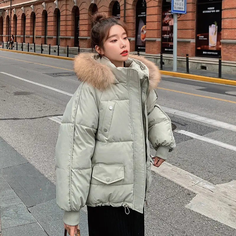 

Winter Padded Jacket Women Short 2024 New Overcoat Thick Cotton Padded Parkas Ladies Loose Bread Coat Female Hooded Outwear Tops