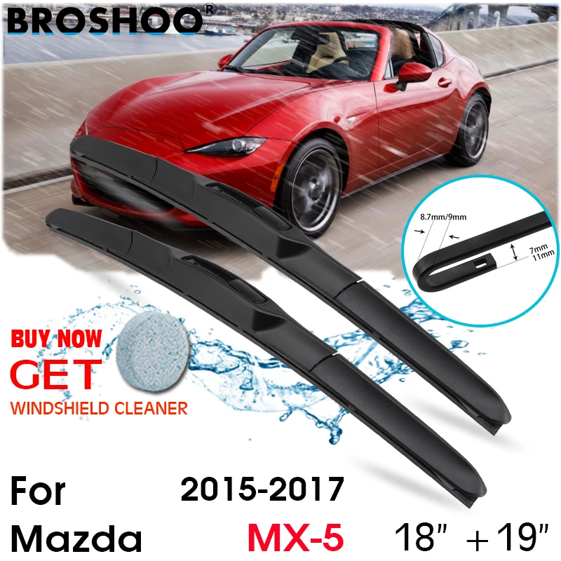 

Car Wiper Blade Front Window Windscreen Windshield Wipers Blades J hook Auto Accessories For Mazda MX-5 18"+19" 2015-2017