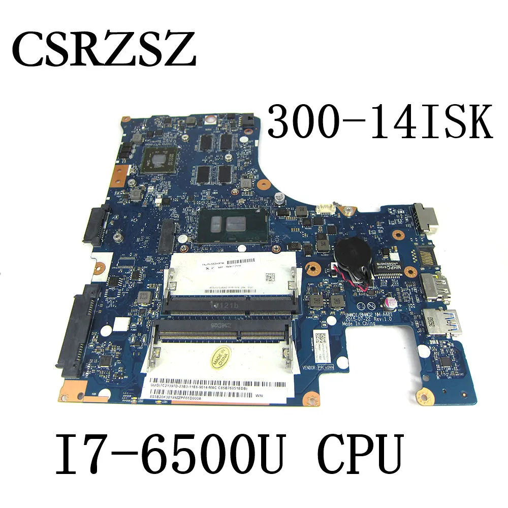 For Lenovo IdeaPad 300-14ISK Laptop Motherboard I7-6500U CPU with Graphic chips BMWQ1/BMWQ2 NM-A481 5B20K38199 Mainboard