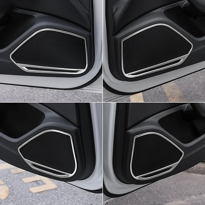 car accessories 4pcs Stainless Door Bottom Speaker Decorator Frame Cover Trim For Audi A5 2018 & A4 B9 2017-2018