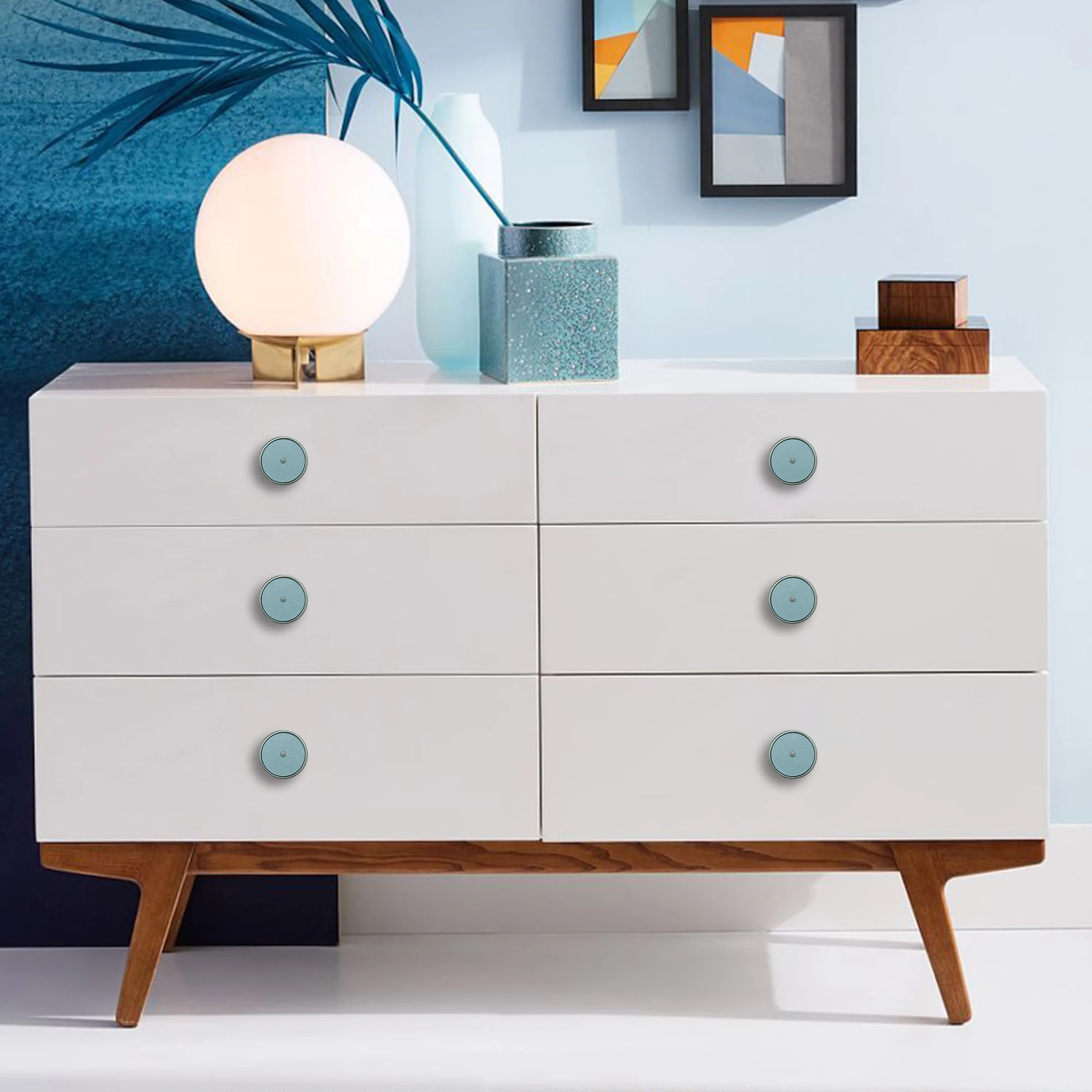 Leather Semicircle Furniture Handles Blue Knobs Handle for Cabinets and Drawers Nordic Wardrobe Closet Pulls Cupboard Door Knob
