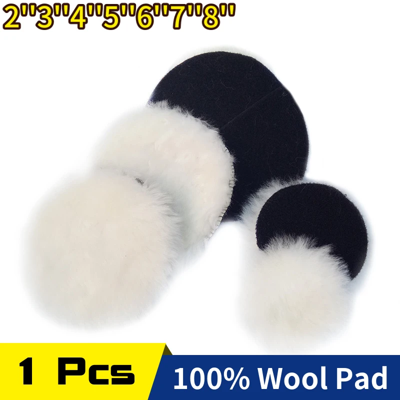 

100% Wool Polishing Pad Soft Sheepskin Buffing Pads Waxing Tools Hook and Loop Back Wool Cutting Pad for Car Furniture Glass