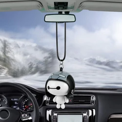 Car Pendant Cute Helmet Baymax Robot Doll Hanging Ornaments Automobiles Rearview Mirror Suspension Decoration Accessories Gifts