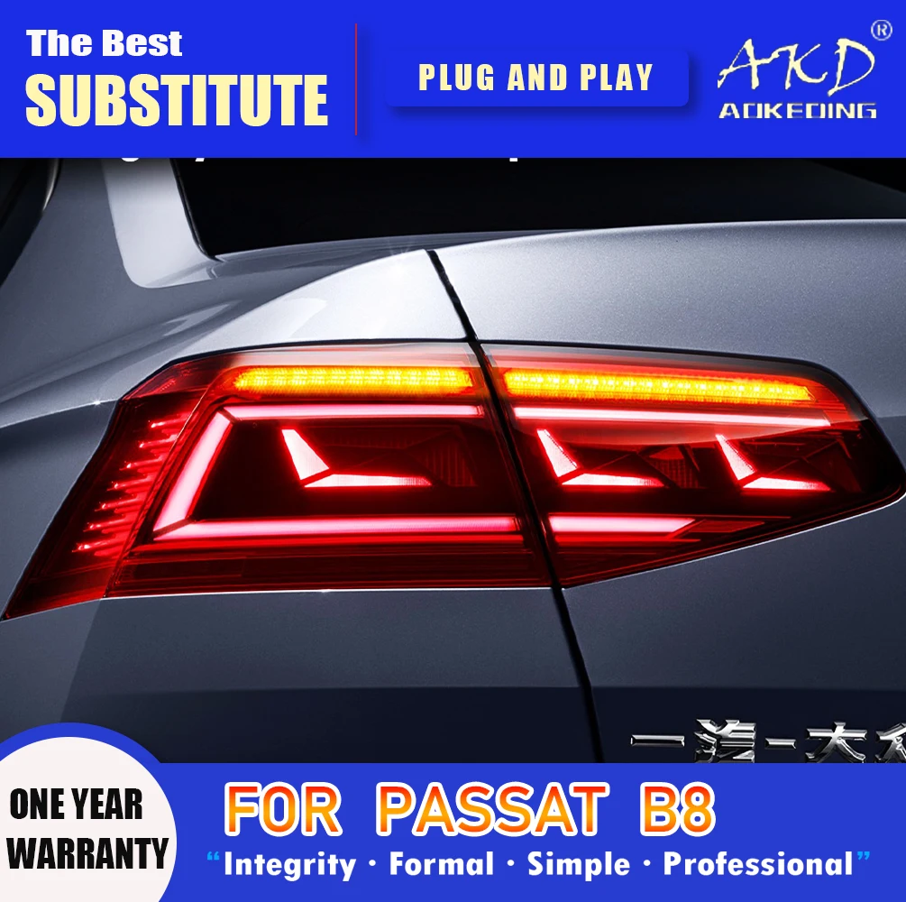 AKD Tail Lamp for VW Passat B8 Upgrade 8.5th LED Tail Light 2016-2020 Passat Rear Fog Brake Turn Signal Automotive Accessories