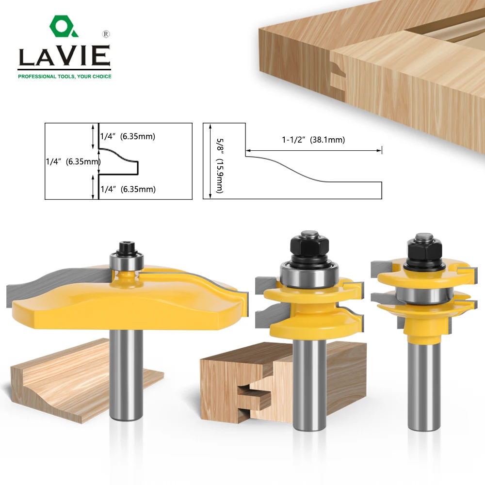 Shank Rail e Superfície Ogee Lâmina Cortador Painel Levantado Gabinete Router Bit Grupo Tenon Porta Ferramentas de Carpintaria Mc03131 12 mm Pcs Set
