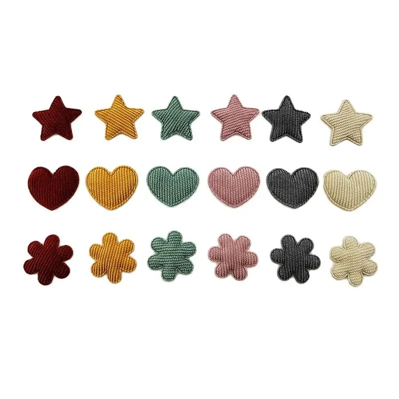 100Pcs/LOT Multi Style Star Crown Heart Padded Appliques For DIY Headwear Hair Clips Decor Clothes Hat Shoes Patches Accessories