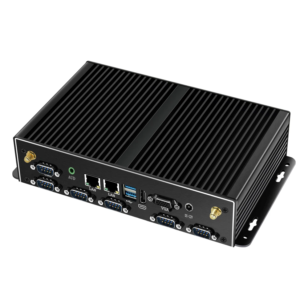 XCY 팬리스 산업용 미니 PC 인텔 코어 I7 5500U 2개의 기가비트 이더넷 LAN 포트 6개의 COM RS232 포트 HDMI VGA 6개의 USB 포트 WiFi 4G LTE 지원 윈도우 리눅스 썸네일 3