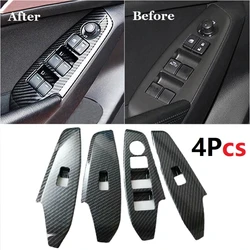 4PCS Carbon Fiber ABS Car Control Switch Panel Trim For MAZDA 3 Axela 2017 Car Interior protection Accessories Mouldings