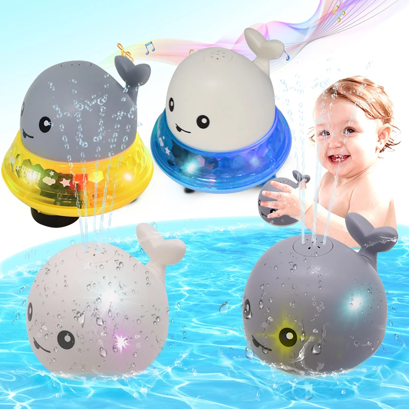 

Funny Infant Bath Toys Whale Sprinkler Ball with Light Music Induction Water Spray Flashing Play Ball Kids Toddler Bathing Toys