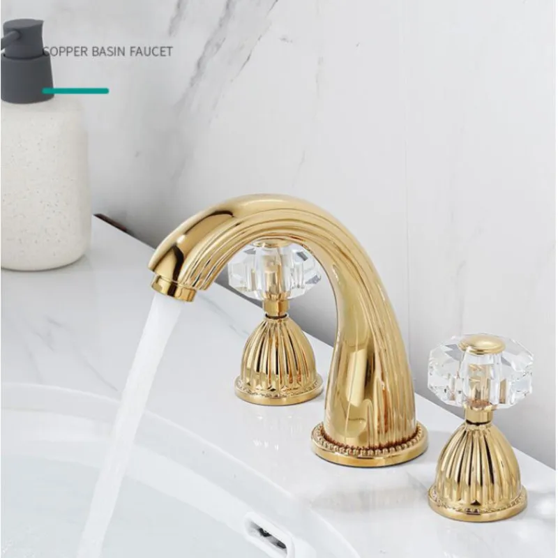 Imagem -06 - Luxo Torneira da Bacia do Banheiro Generalizada Cristal Quente e Fria Lidar com Misturador de Água de Bronze Bacia Sink Mixer Guindaste