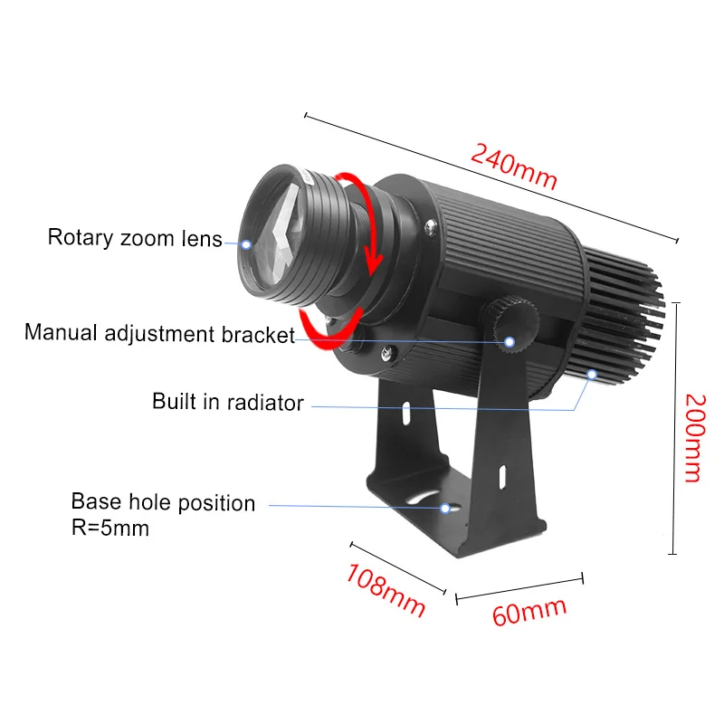 Waterproof 15w  Gobo Projection Lamp Black Color Dynamic Creativity Style Logo Projectors