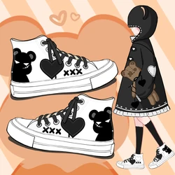 Amy e Michael Designer Sneakers Adorabili simpatici orsi Kawaii Scarpe di tela dipinte a mano Ragazza Studenti Scarpa vulcanizzata da donna alta