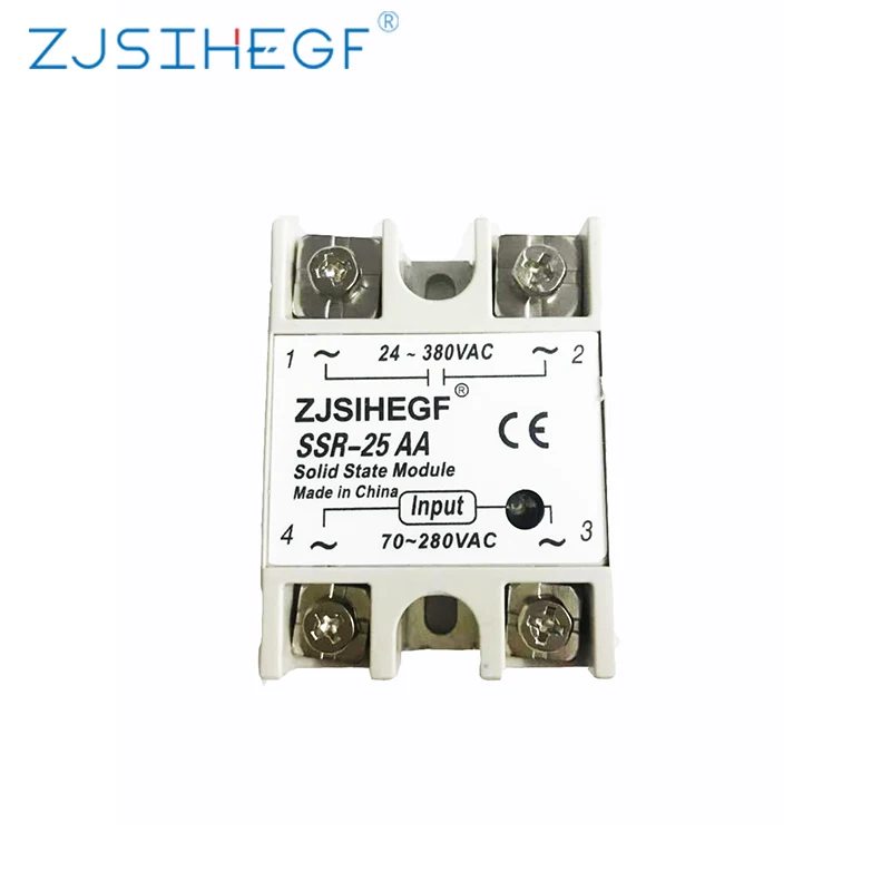 ZJSIHEGF  SSR -10AA 25AA 40AA AC Control AC SSR White Shell Aluminum Heat Sink Relais 80-250VAC TO 24-380VAC For 3d printer