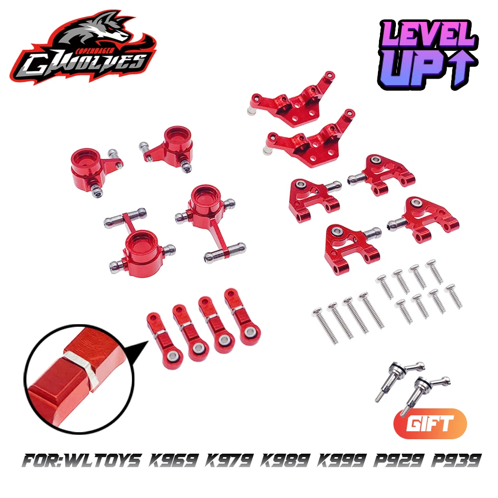 14pc/set metal Front＆Rear steering knuckle wheel hub shock tower turmbuckle ball wltoys K969 K979 K989 K999 P929 P939 RC Upgrade