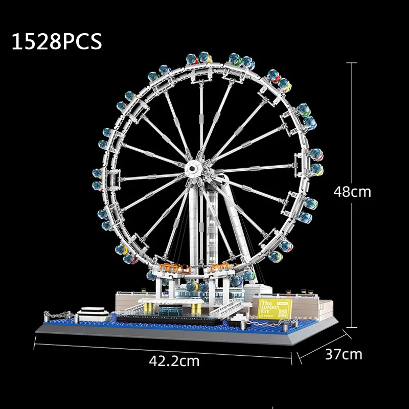 

World Famous Modern Architecture United Kingdom London Eye Building Block Ferris Wheel Construction Model Brick Educational Toys