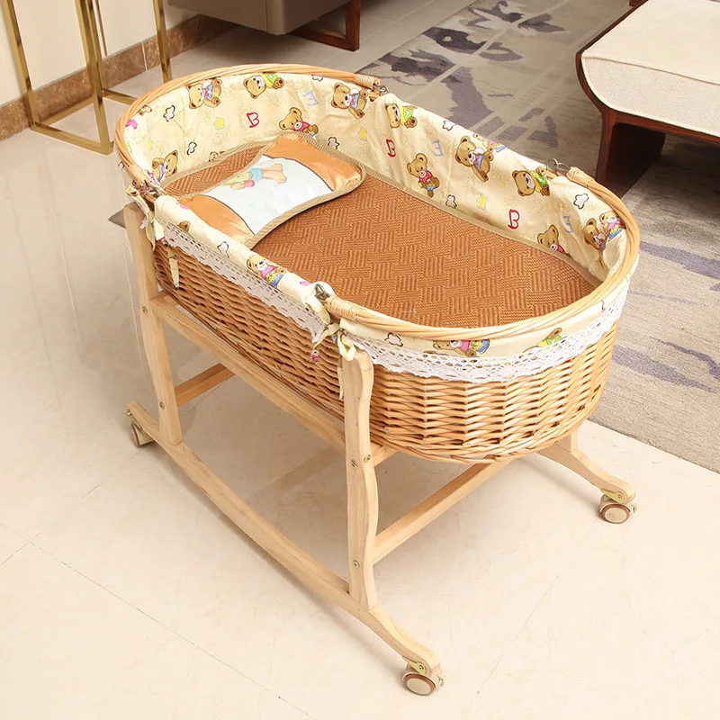 0-20 months Baby cradle bed rattan sleeping basket portable car hand basket newborn baby rattan bed small shaker