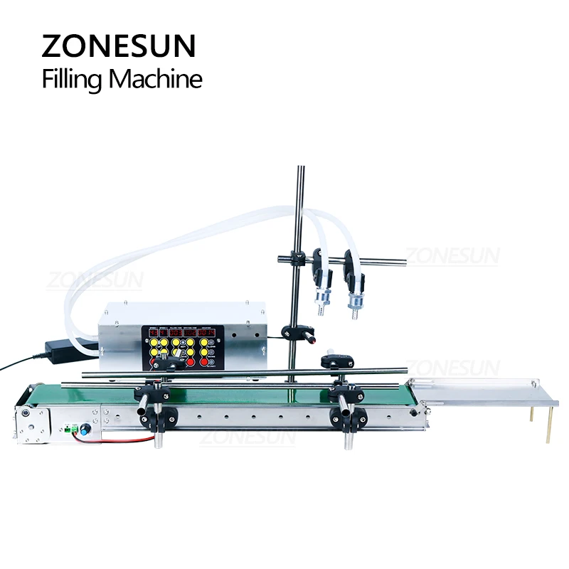 ZONESUN 2 Heads Automatic Milk Juice Drink Beverage Bottle Small Scale Filling Machine Water Filler