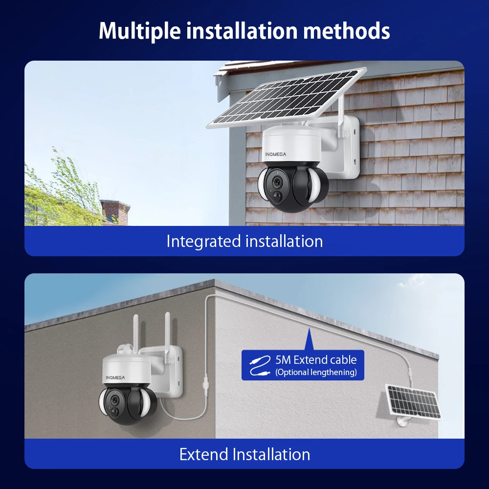 INQMEGA Outdoor Solar Camera 4G SIM / WIFI Wireless Security Detachable Solar Cam Video Surveillance with Fooldlight