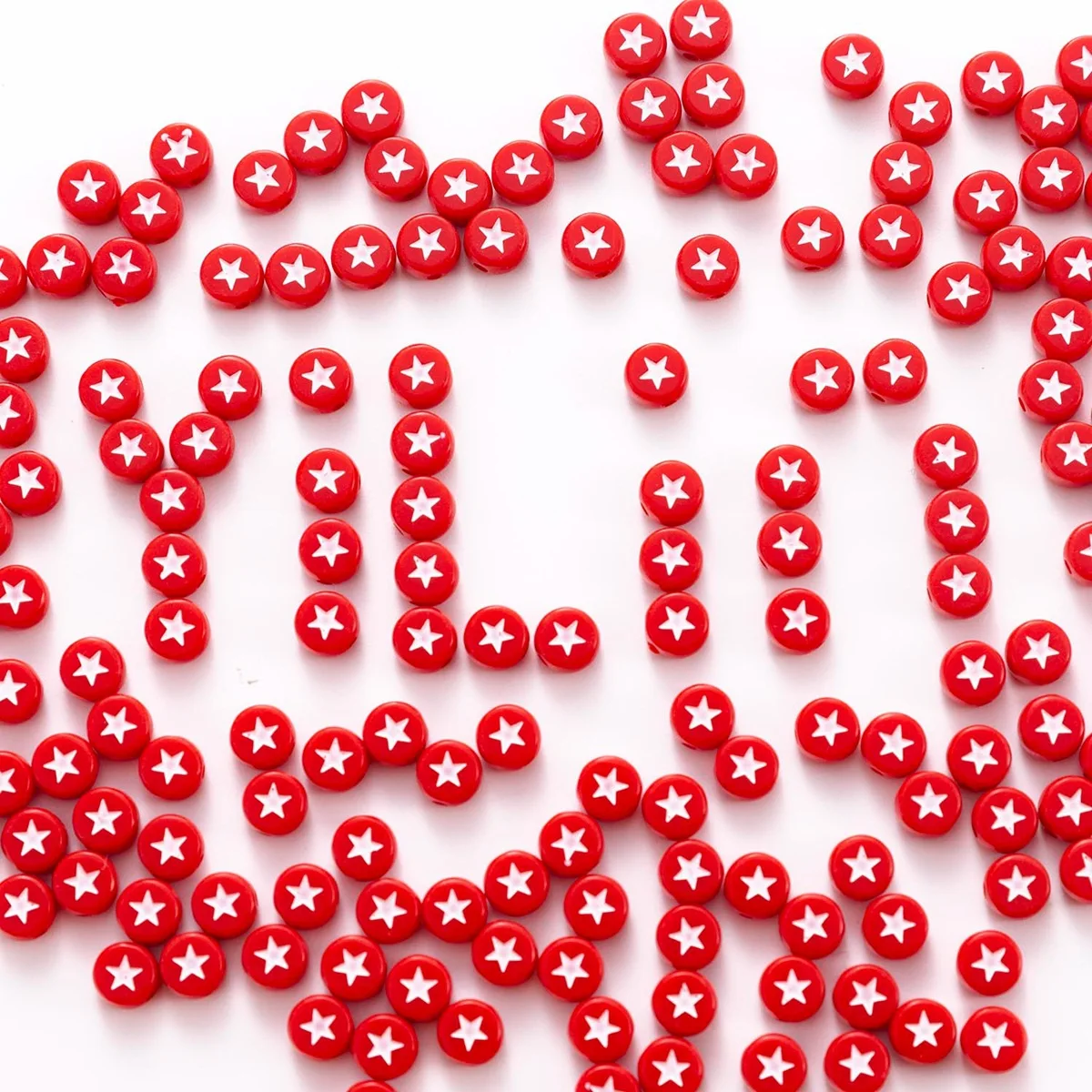 

Red with White Stars Geometry Beads 3600pcs 4*7mm Flat Coin Round Shape DIY Jewelry Findings Bracelet Ornament Spacers Decor