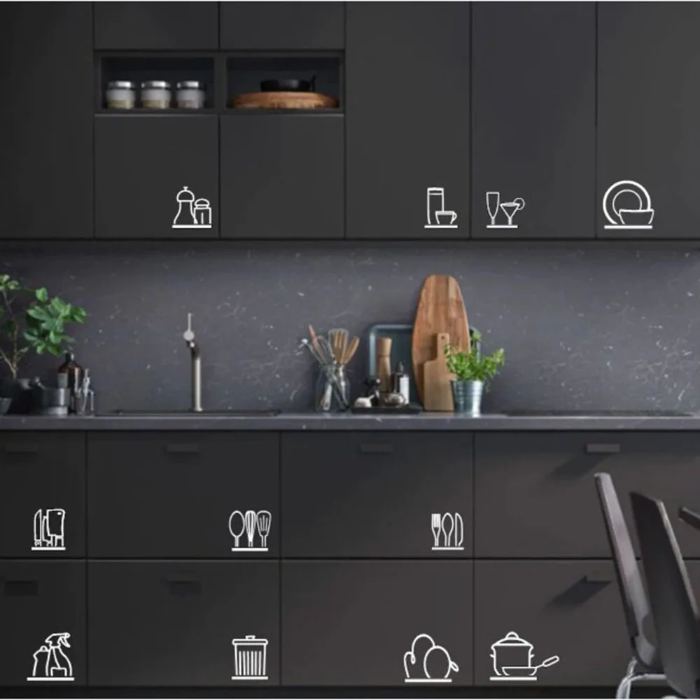 11Pcs Kitchen Cabinet Storage label Sticker Decal Cupboard Drawers Pantry Vinyl Home Decor