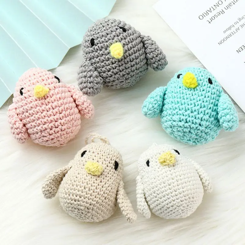 5 Pcs/Pack Handmade Crochet Woolen Beads Cartoon Animal DIY Pacifier Clip Chain Accessories Baby Teething Soother Decor Toys