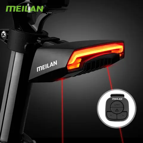 Meilan X5 Trådlös Cykel Bakljus Laser Baklampa Smart Broms USB Uppladdningsbar Cykeltillbehör Fjärrkontroll Blinkers LED 10 best sales cykellaser - №6