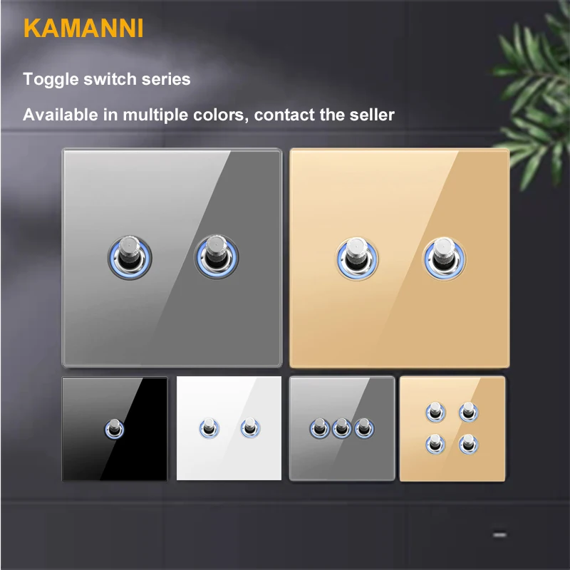 

KAMANNI Toggle Glass Switch Single-Pole Double-Throw Gray Series LED Household Wall Multi-Function Universal Switch Socket Panel