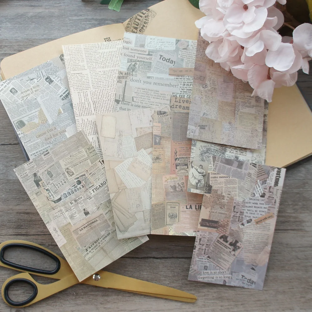 7.5*12cm 50pcs Collage Old File Newspaper  Design Paper Creative Craft Paper Background Scrapbooking Gift DIY Message Use