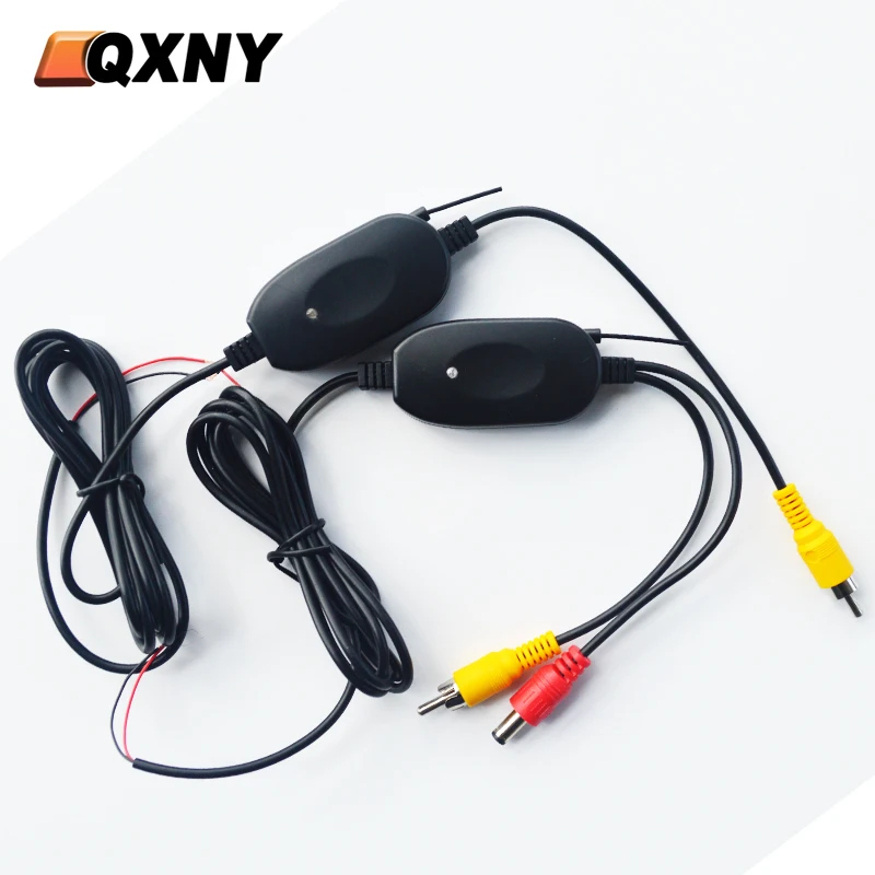 QXNY 2.4 Ghz Wireless Rear View Camera RCA Video Transmitter & Receiver Kit for Car Rearview Monitor Reverse Backup Camera Cam