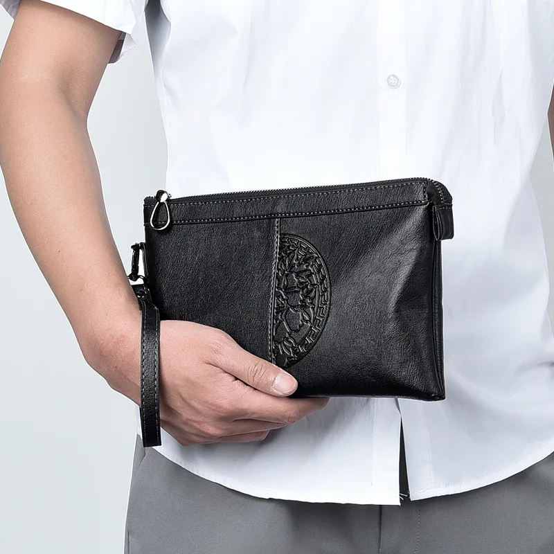 New Design Men's Day Clutch Soft Envelop Bag 9.7 Inch iPad Case Big Capacity Handbag Casual Tote Travel Bag Man, Black