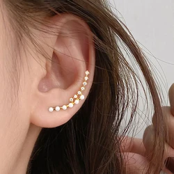 Trend Chic Silver Color Women Girls Imitation Pearl Stud Earrings Ear Hook Ear Climbers / Crawlers Minimalist Jewelry Party Gift