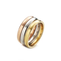 Fashion 3pcs Glossy Circles Charm Men Stainless Steel Gold Color Wedding Rings For Women Engagement Jewelry