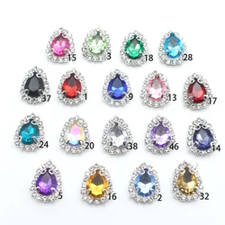 10pcs Silver Drop-shaped Acrylic Rhinestones Flat Bow Hair Accessories Clothing Diy Hand-stitched Decorative Materials