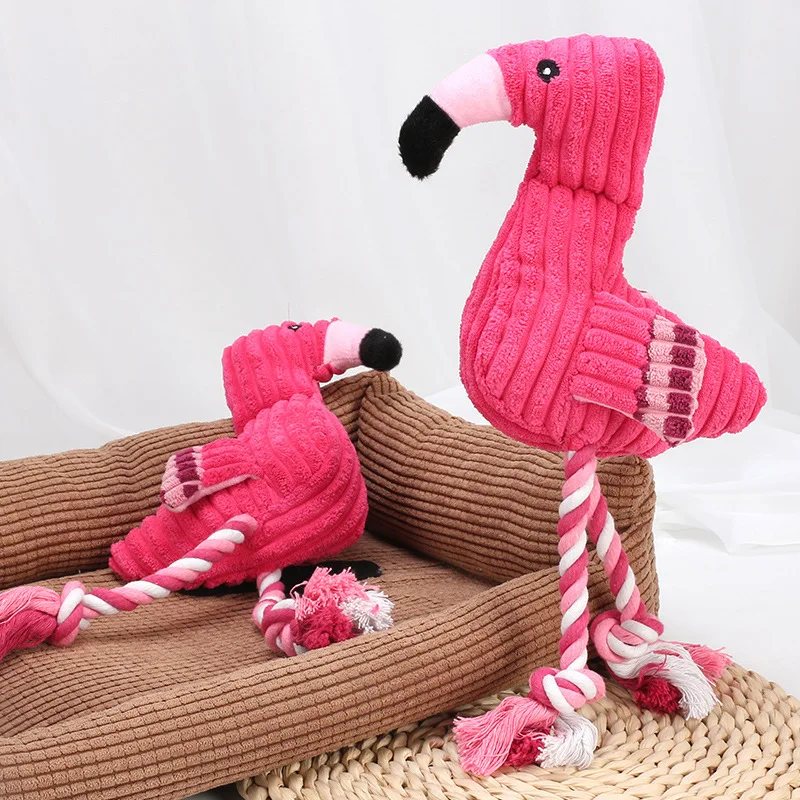 Cute Plush Flamingo Pet Toy, Squeaky Interactive Puppy Toys, Teeth Cleaning, Small and Large Dogs Accessories