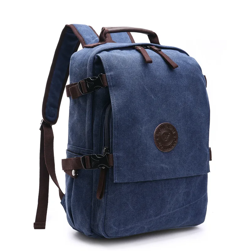 Mochila de lona masculina de alto grau, bolsas monocromáticas para laptop, durável design exterior, tendência clássica, superior 2023, nova