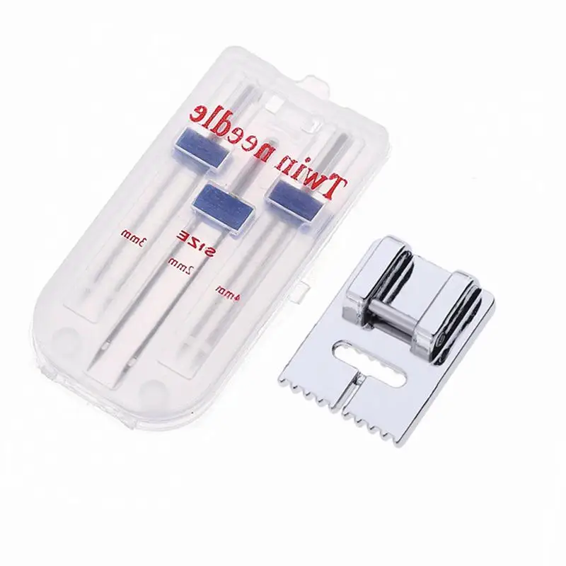 New Double Twin Needles Wrinkled Sewing Presser Foot for Sewing Machine Size 2/90 3/90 4/90 multifuctional fittings