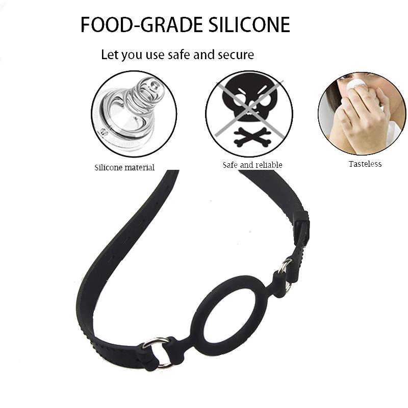 Full Silicone O Ring Gag Strap,Open Mouth Bite Gag,Fetish Oral Fixation BDSM Toys,Sex Slave Bondage Muzzle SM Couple Game Tools