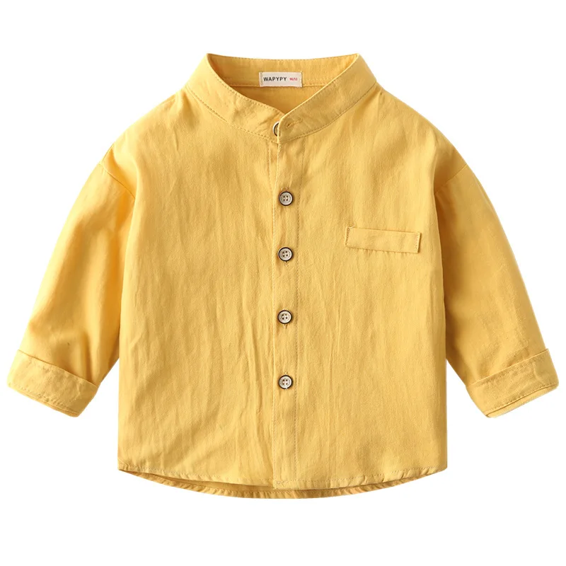 Children Long Sleeve Collared Shirt 2021 Spring Baby Boys Solid Kids Top Cotton Soft Top Solid Shirt Infant Baby Clothes