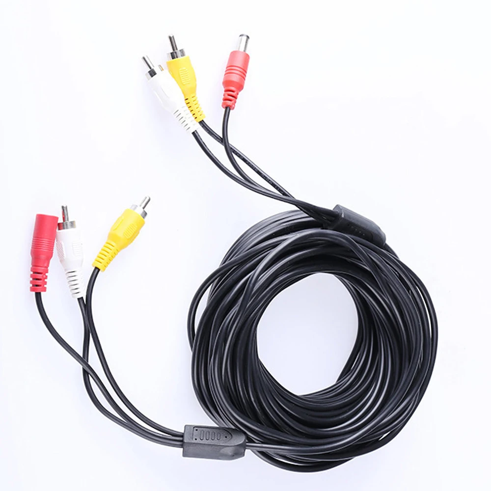 

5M/10M/20M 2RCA+DC 3in1 Connector Security CCTV Camera Coaxial Video Audio RCA Power Cable for Surveillance Camera DVR System