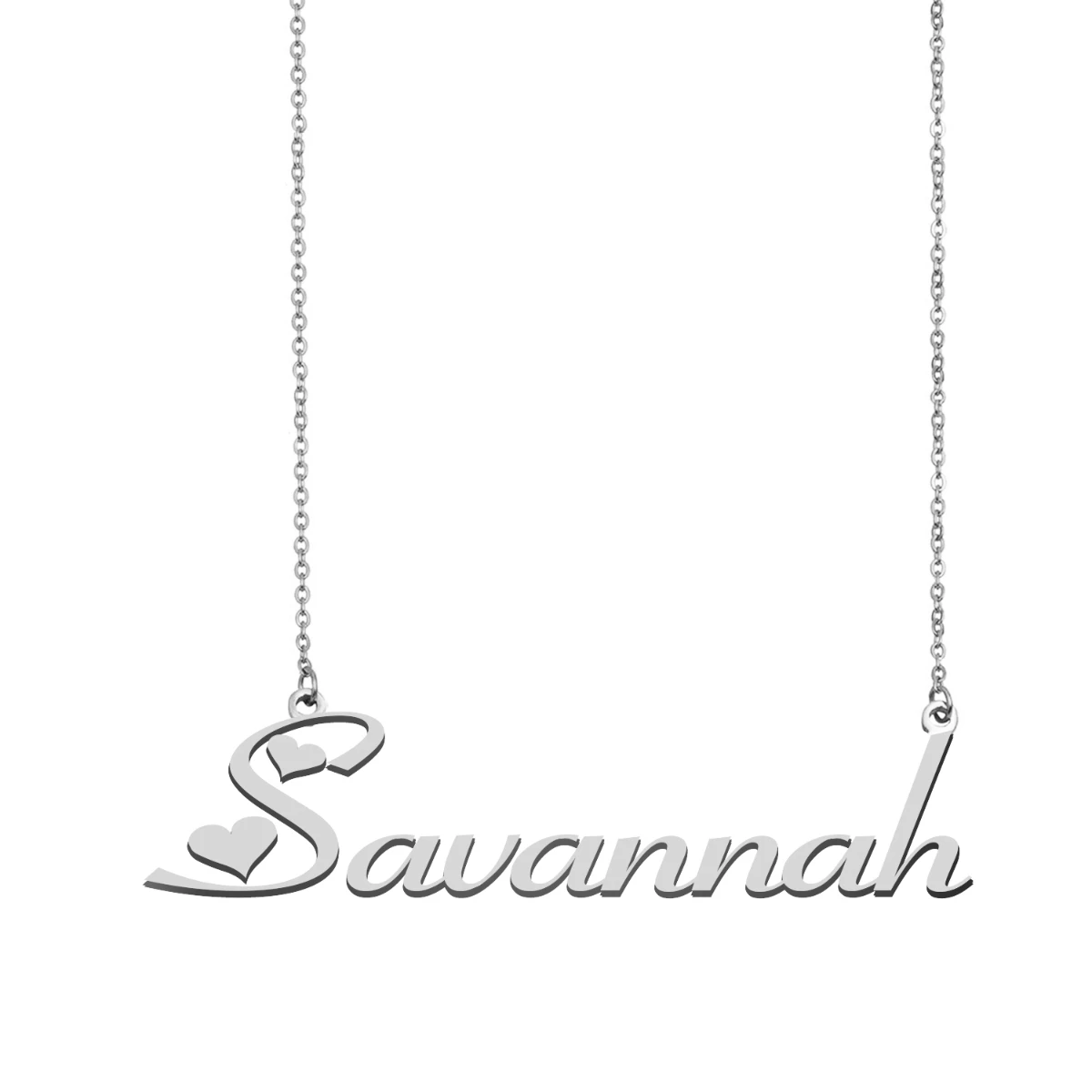 

Savannah Name Necklace Women Personalised Stainless Steel Gold Plated Choker Alphabet Letter Pendant Girls Mom Jewelry Gift