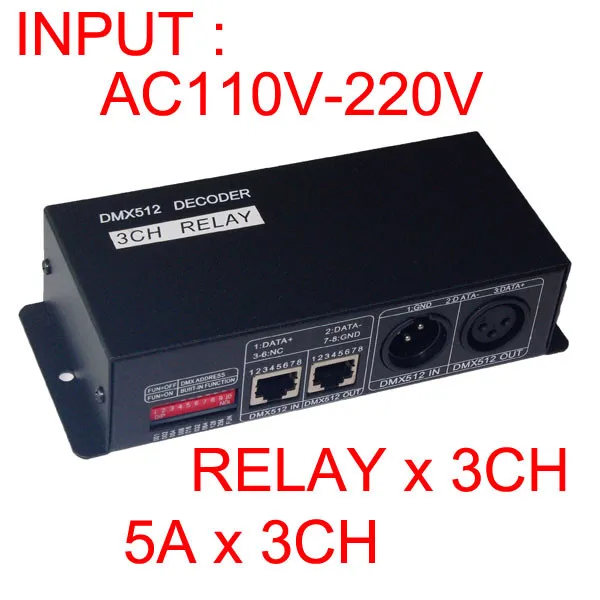 

3 channel relays 5A*3CH dmx512 RGB Relay Switch Decoder for led lamp led strips AC110V-220V