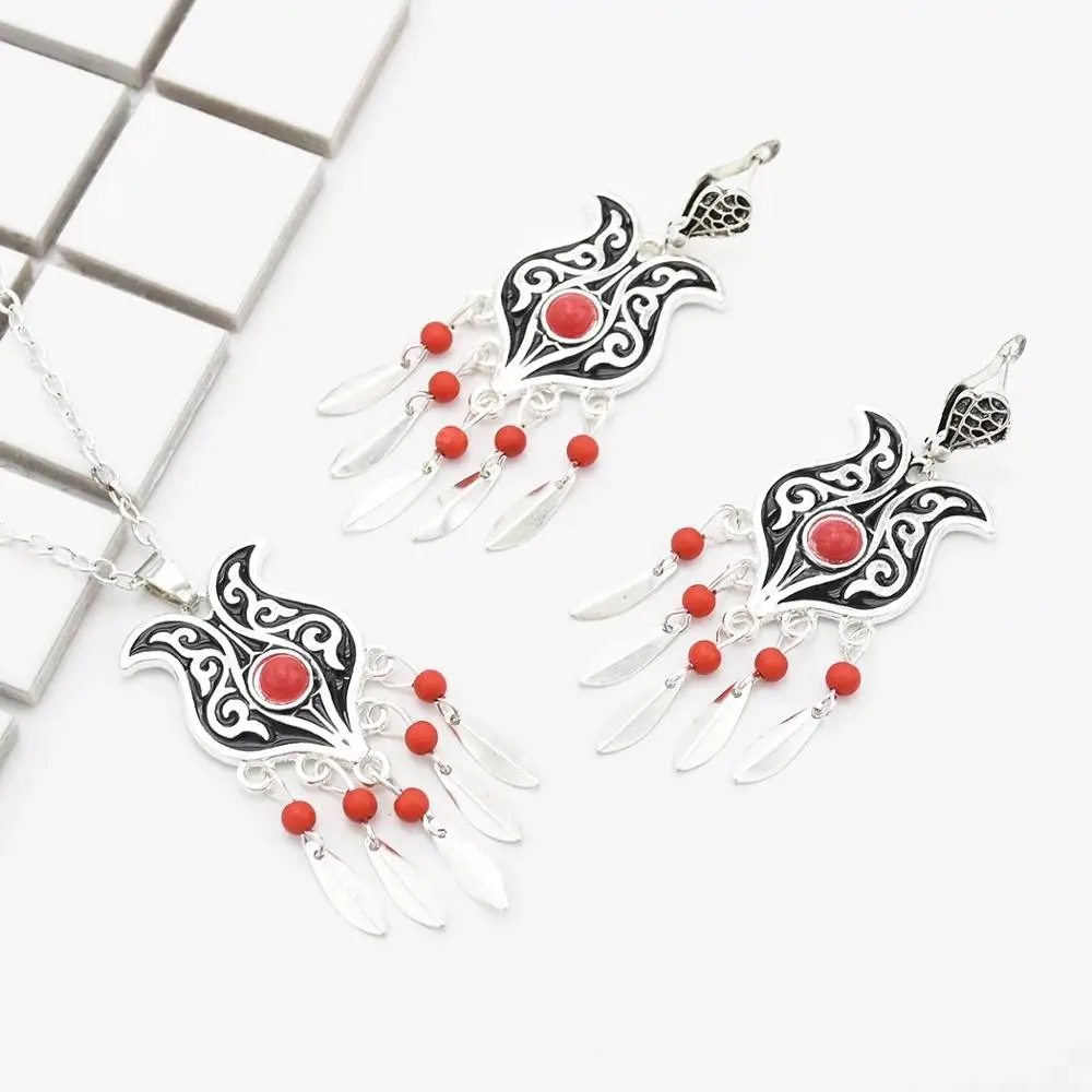 4 Styles Vintage Tibet  Fashion Jewelry Set Beads Tassel Pendant Necklaces Earrings Sets for Women Boho Turkish Jewelry