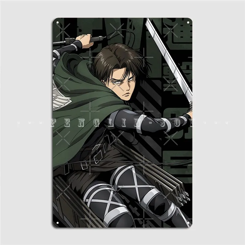 Shingeki No Kyojin Levi Metal Sign Cinema Kitchen Party Funny Painting Décor Tin Sign Posters