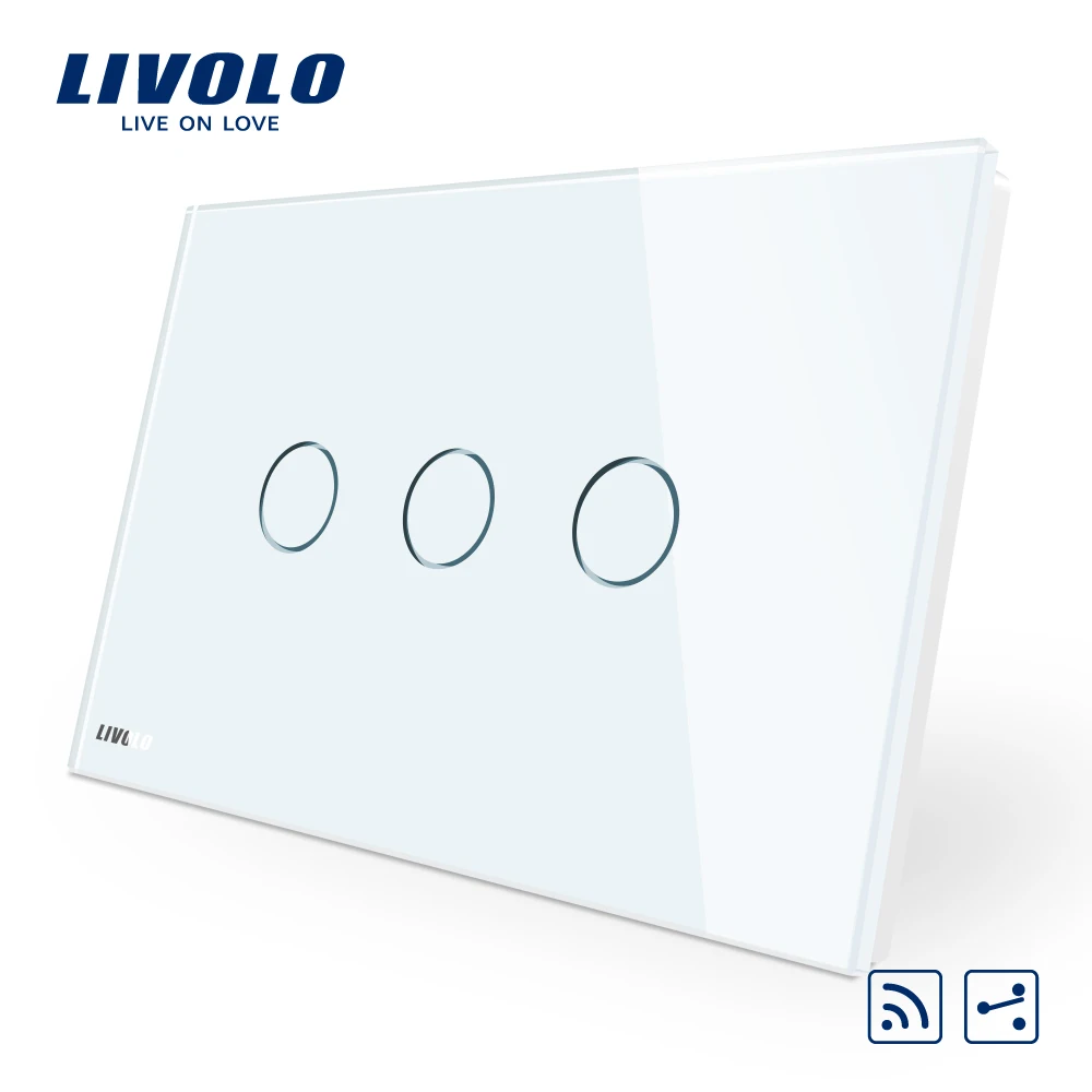 LIVOLO AU US C9 standard,Touch switch,cross switch,2-ways, Touch Screen Light Switch,White Crystal Glass Panel,different control