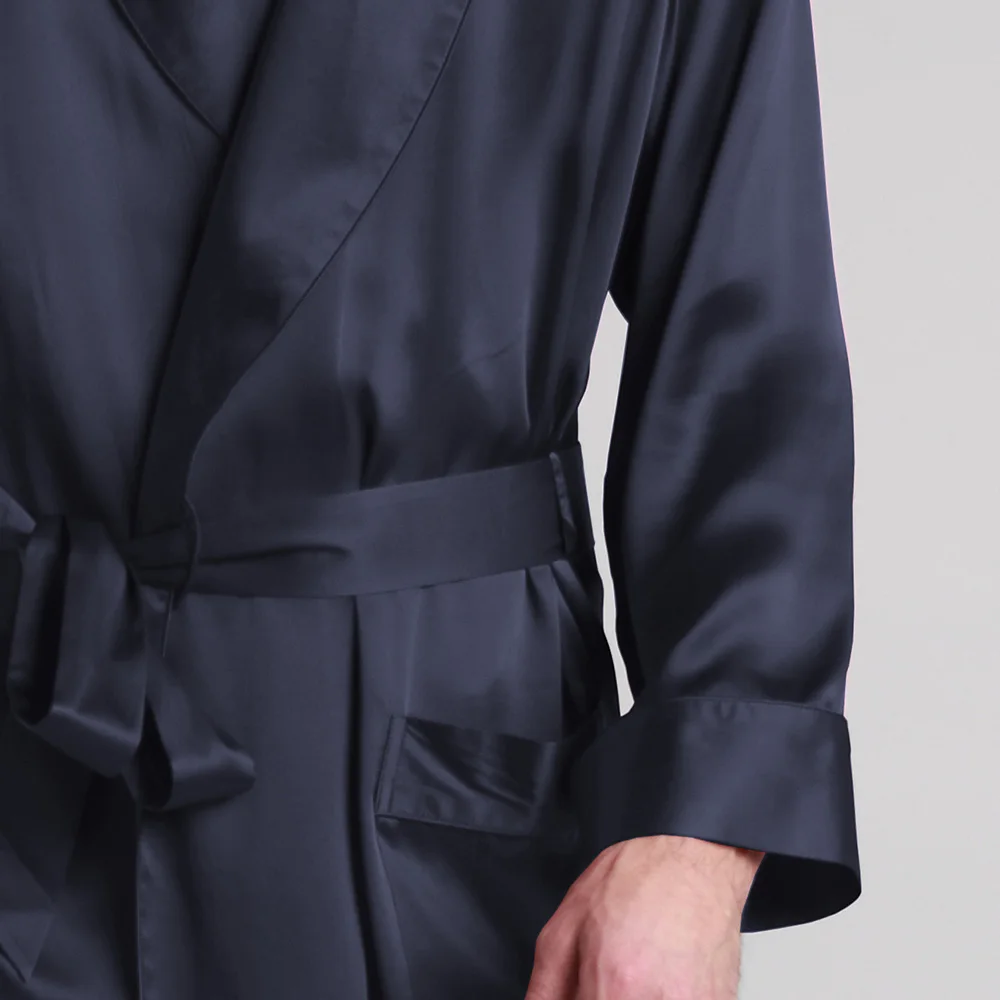 LILYSILK Silk Robe Sleepwear Kimono Men Luxury Natural Long Length Lapel Collar 22 momme Men\'s Clothing Free Shipping