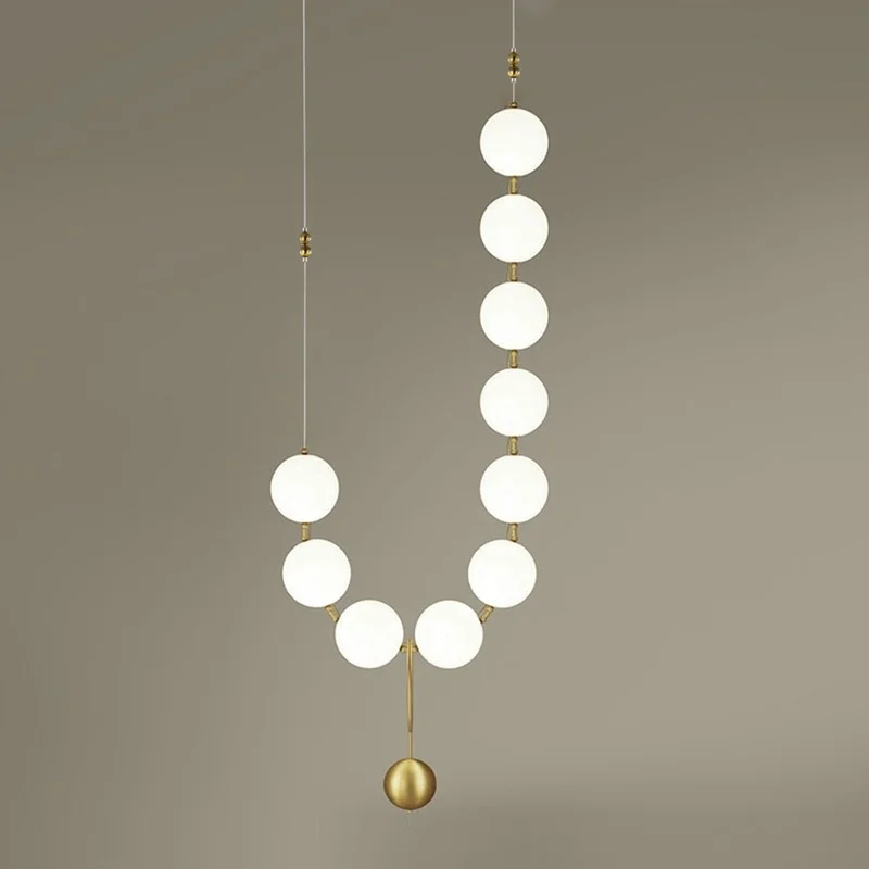 

Luxury Simplicity Pearl Necklace Lobby Chandelier Glass Art LightsLiving Room Model Showroom Hall Personality Lamps