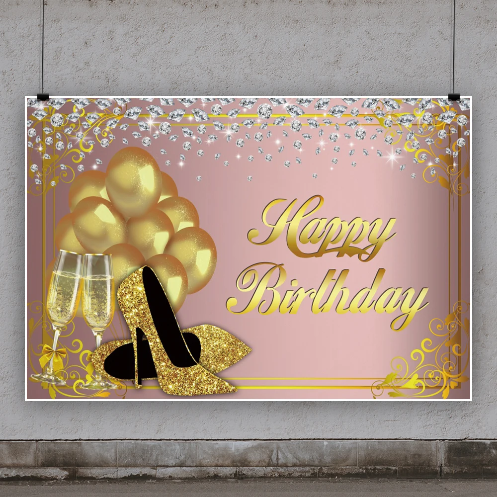 Yeele Sinh Nhật Ballon Glinks Kim Cương Sáng Bokeh Champagne Chụp Ảnh Phông Nền Chụp Ảnh Nền Cho Studio Ảnh
