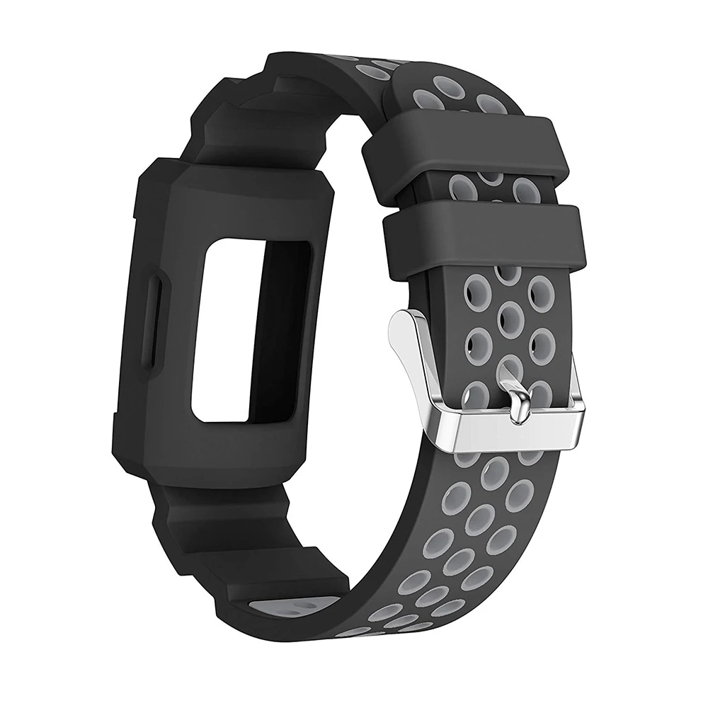 Compatible Fitbit Charge 3/4 Straps with Case, Silicone Breathable Bands with Shatter-Resistant Bumper Protective Frame