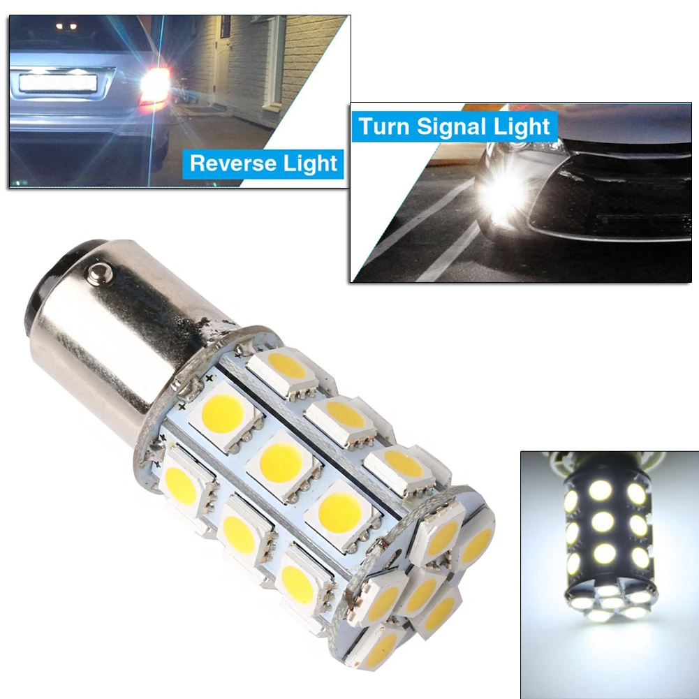 For Car Boats Replacement White 27-SMD BA15D Cabin Marine Boat LED Interior Lights Bulbs 1004 1076 1142 Universal